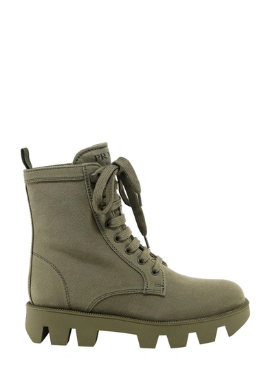 Prada Lug-sole Canvas Combat Boots In Green | ModeSens