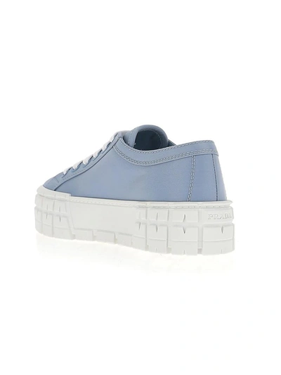 Shop Prada Logo Plaque Platform Sneakers In Blue