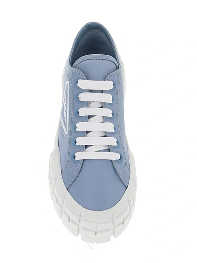 Shop Prada Logo Plaque Platform Sneakers In Blue