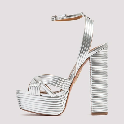 Shop Aquazzura Sundance Platform Heeled Sandals In Silver