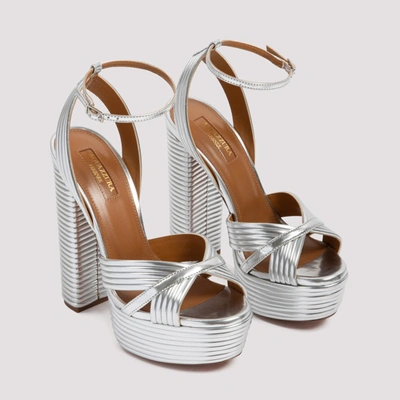 Shop Aquazzura Sundance Platform Heeled Sandals In Silver