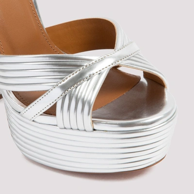 Shop Aquazzura Sundance Platform Heeled Sandals In Silver