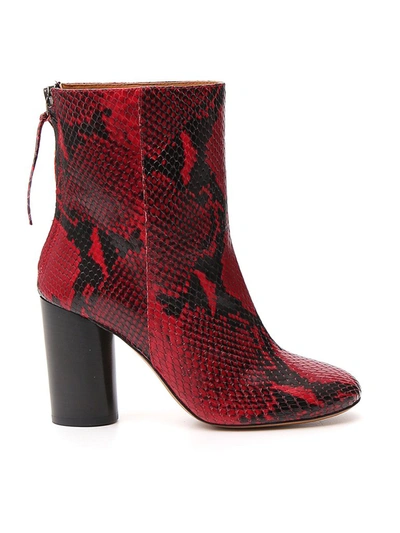 Shop Isabel Marant Garett Embossed Ankle Boots In Red