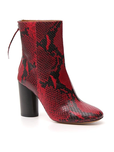 Shop Isabel Marant Garett Embossed Ankle Boots In Red