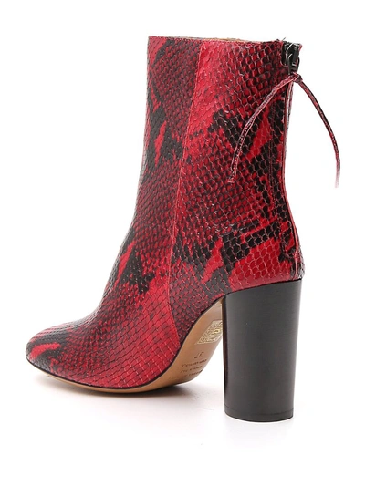 Shop Isabel Marant Garett Embossed Ankle Boots In Red
