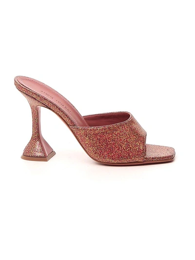 Shop Amina Muaddi Lupita Heeled Glitter Sandals In Multi