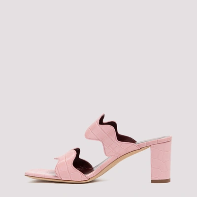 Shop Staud Frankie Wavy Embossed Sandals In Pink