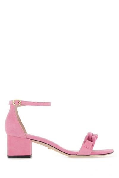 Shop Stuart Weitzman Amelina Block Heel Sandals In Pink