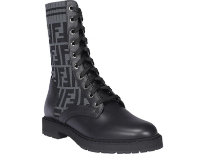 Shop Fendi Rockoko Biker Boots In Black