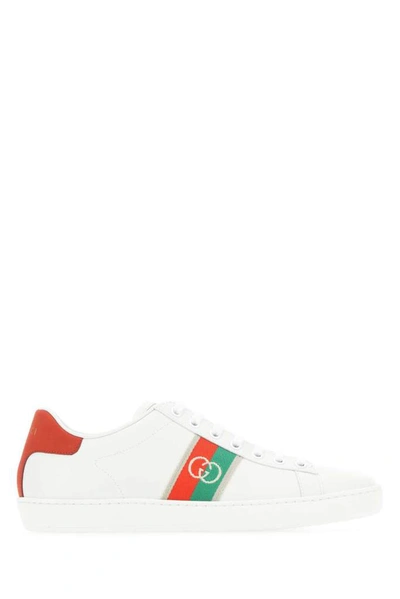 Gucci Ace Webbing-trimmed Leather Sneakers In White | ModeSens