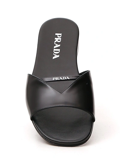 Shop Prada Logo Strap Sandals In Black