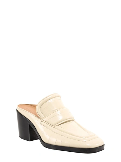 Shop Bottega Veneta Square Toe Mules In White