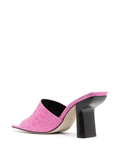 Shop By Far Liliana Embossed Mules In Pink