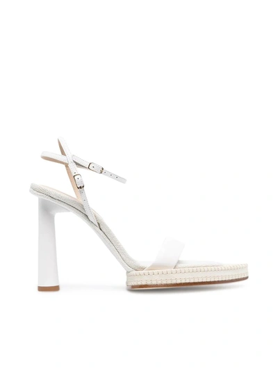 Shop Jacquemus Novio Embroidered Platform Sandals In White