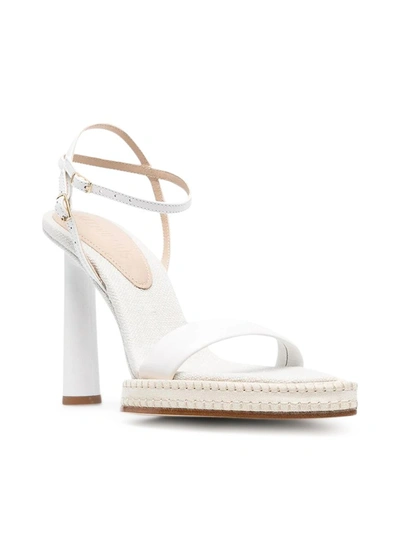 Shop Jacquemus Novio Embroidered Platform Sandals In White