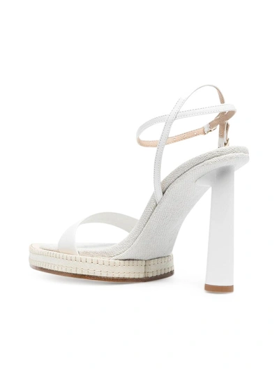 Shop Jacquemus Novio Embroidered Platform Sandals In White