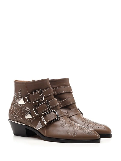 Shop Chloé Susanna Embellished Boots In Brown