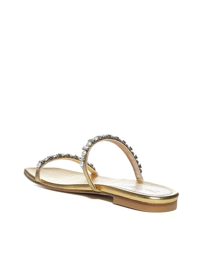 Shop Stuart Weitzman Aleena Shine Flat Sandals In Gold