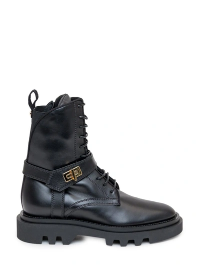 Shop Givenchy Harness Combat Boots In Black