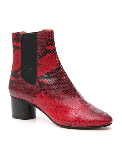Shop Isabel Marant Danae Embossed Ankle Boots In Red
