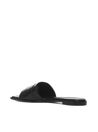 Alexander Mcqueen Leather Logo Flat Slide Sandals In Black | ModeSens