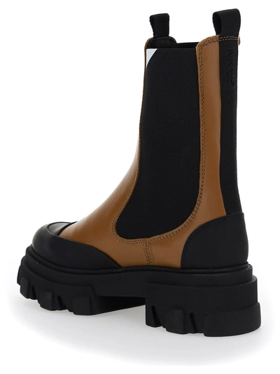 Shop Ganni Mid Chelsea Boots In Brown