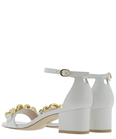 Shop Stuart Weitzman Amelina Block Heel Chain Sandals In White
