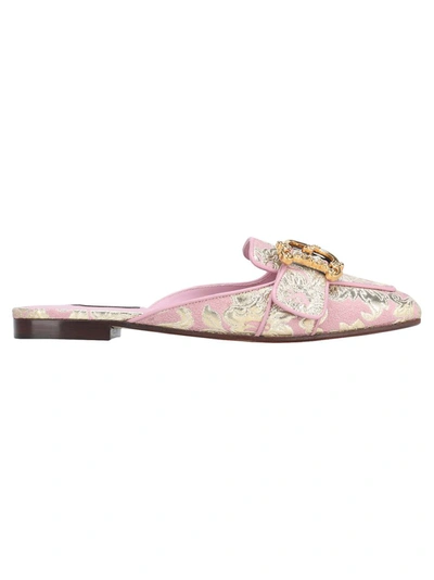 Shop Dolce & Gabbana Logo Plaque Mules In Pink