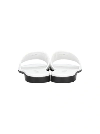 Shop Prada Logo Plaque Sandals In White