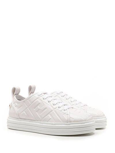 Shop Fendi Rise Flatform Sneakers In White