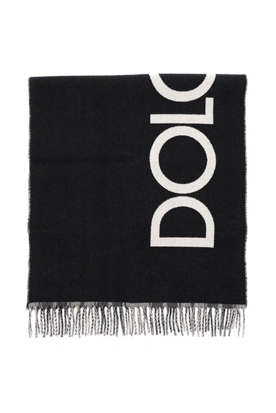 Shop Dolce & Gabbana Logo Jacquard Scarf In Black