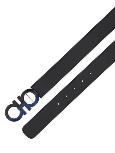 Shop Ferragamo Salvatore  Gancini Reversible Belt In Black