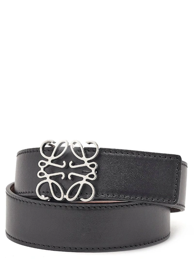 Shop Loewe Anagram Logo Buckle Reversible Belt In Black