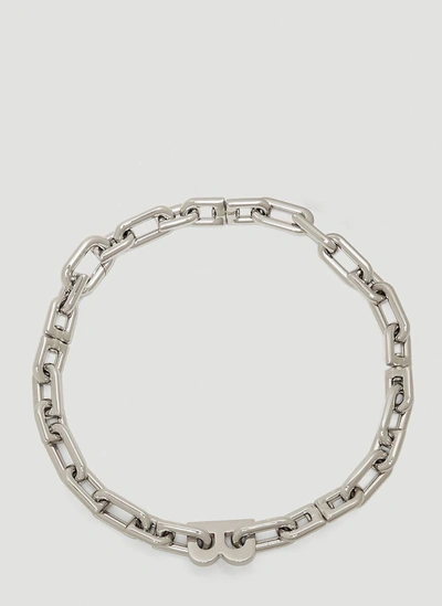 Shop Balenciaga B Chain Thick Necklace In Silver