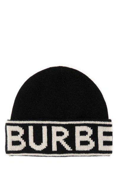 Shop Burberry Logo Intarsia Beanie In Black