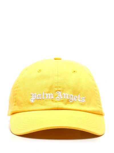 Shop Palm Angels Logo Embroidered Baseball Cap In Yellow