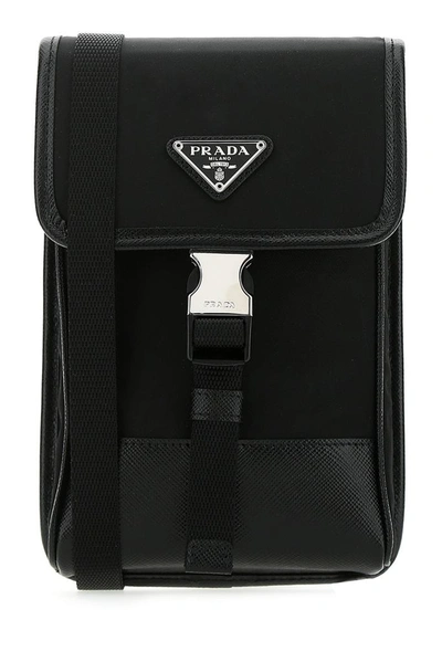 Shop Prada Saffiano Smartphone Crossbody Bag In Black