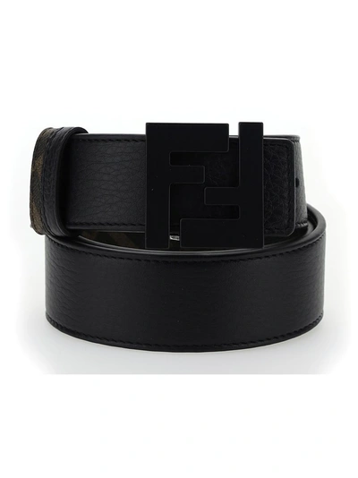 Shop Fendi Ff Motif Reversible Belt In Black