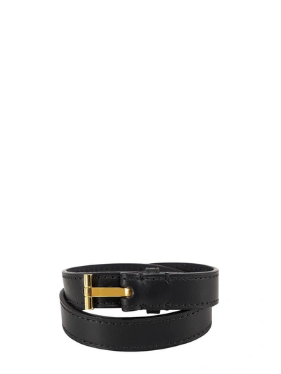 Shop Tom Ford T Lock Wrap Bracelet In Black