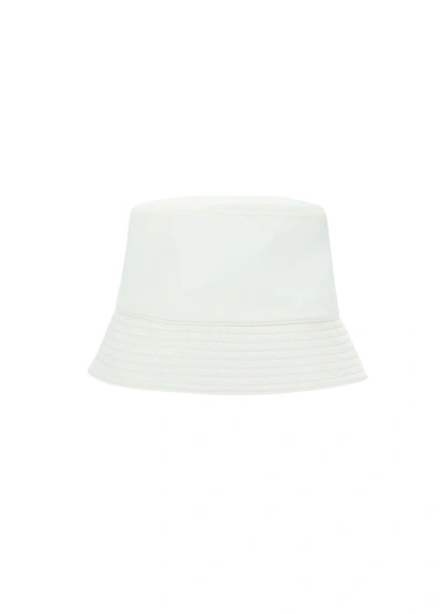 Shop Prada Logo Plaque Bucket Hat In White