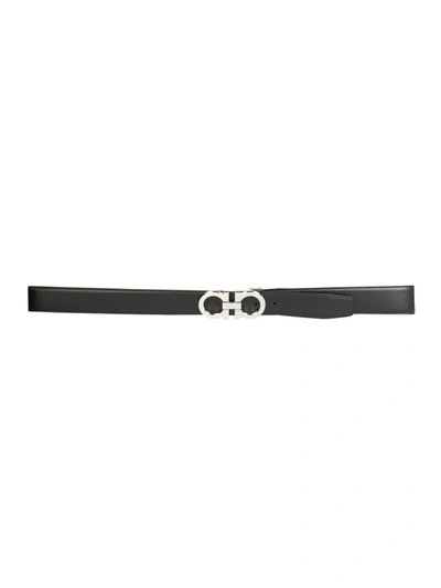 Shop Ferragamo Salvatore  Gancini Reversible Buckle Belt In Black