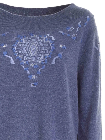 Shop Ermanno Scervino Contrasting Embroidery Pullover In Blue