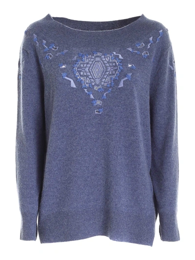 Shop Ermanno Scervino Contrasting Embroidery Pullover In Blue
