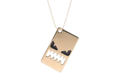 Shop Fendi Bag Bugs Tag Charm Necklace In Gold