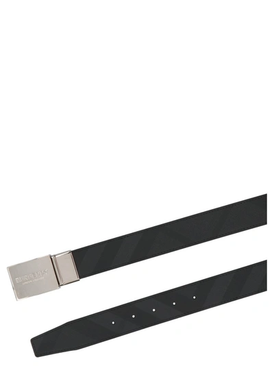 Shop Burberry Reversible Plaque Buckle Belt In Black