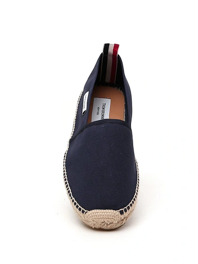 Shop Thom Browne Logo Label Espadrilles In Navy