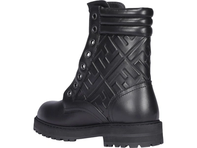 Shop Fendi Ff Motif Embossed Boots In Black