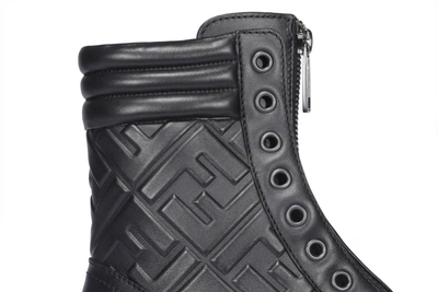 Shop Fendi Ff Motif Embossed Boots In Black