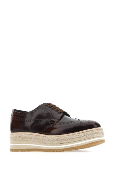 Shop Prada Platform Derby Shoes In Brown