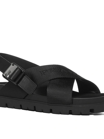 Shop Prada Logo Intarsia Sandals In Black